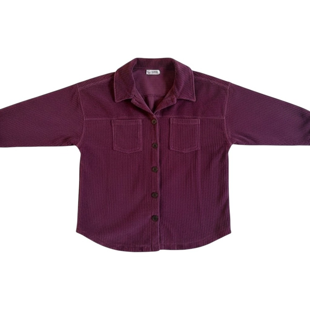 Carve Designs Corduroy Shacket Women Size M Purple Good Button Up Long Sleeve